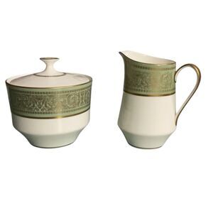 Narumi Cream and Covered Sugar Bowl VTG Rosemont Bone China Mikasa Japan